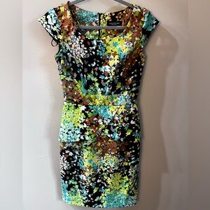 Perceptions Vibrant Leaf Print Midi Dress